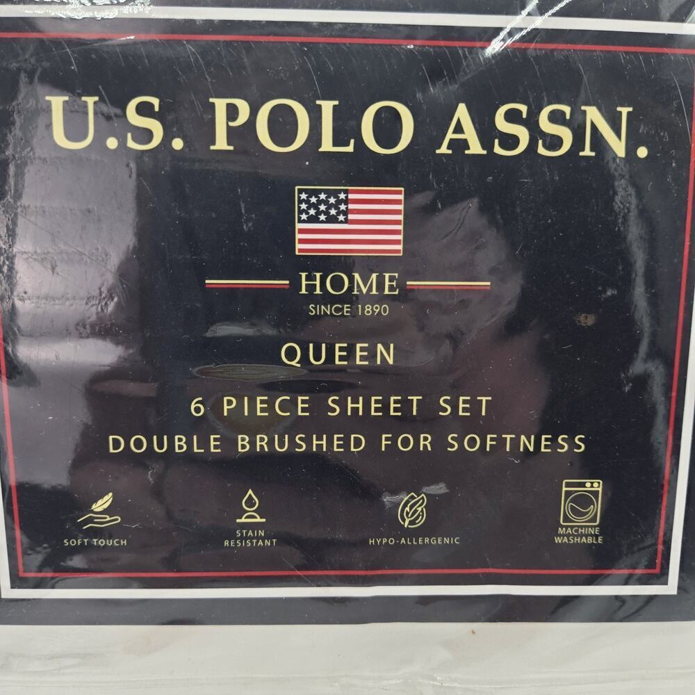 U.S. Polo Home NEW Queen Sheet 6 Pc Set Double Brushed SOFT Stain Resistant LUX - Picture 2 of 7